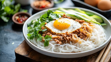 鸡蛋米粉搭配蔬菜营养均衡健康美味