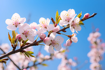 春天盛开的桃花枝