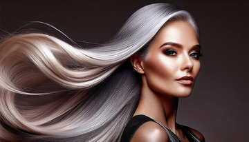 银灰长发模特的时尚风采1