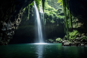 瀑布水潭自然美景
