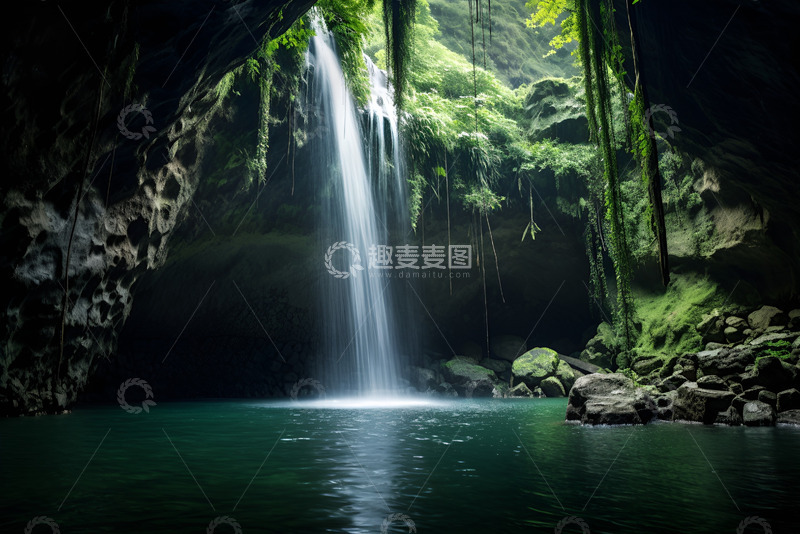 高清大图下载【趣麦麦图】瀑布水潭自然美景