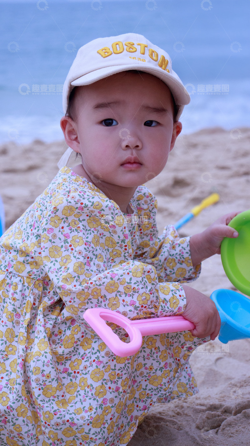 高清大图下载【趣麦麦图】背景是沙滩和大海