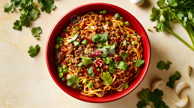 高清大图下载【趣麦麦图】中式拉面搭配清新配料完美呈现家常风味