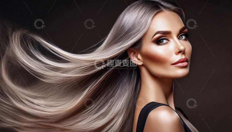 高清大图下载【趣麦麦图】女性长发随风舞动的优雅
