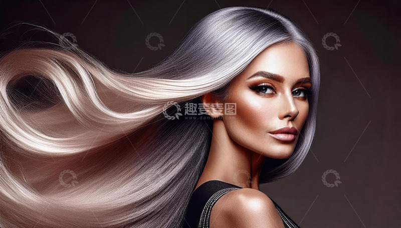 高清大图下载【趣麦麦图】美发模特的优雅姿态1