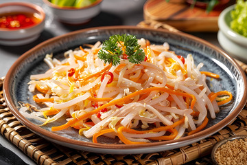 一盘凉拌豆芽菜