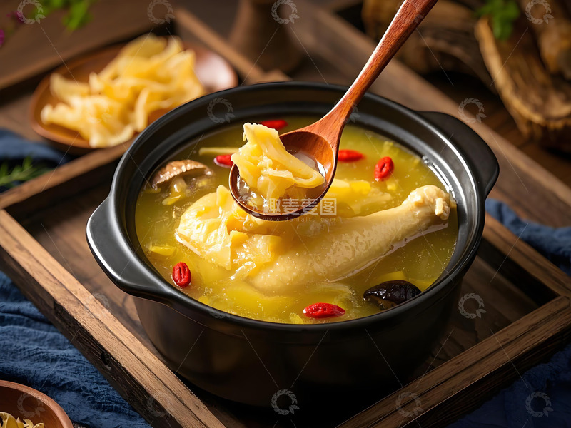 高清大图下载【趣麦麦图】滋补炖品花胶鸡摄影图2