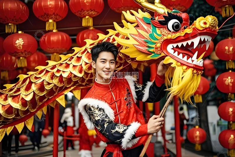 春节舞龙场景摄影图