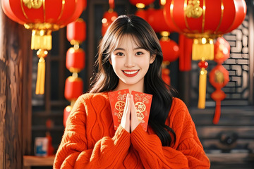 春节人物拜年场景摄影图1