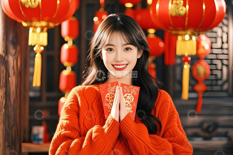 高清大图下载【趣麦麦图】春节人物拜年场景摄影图1