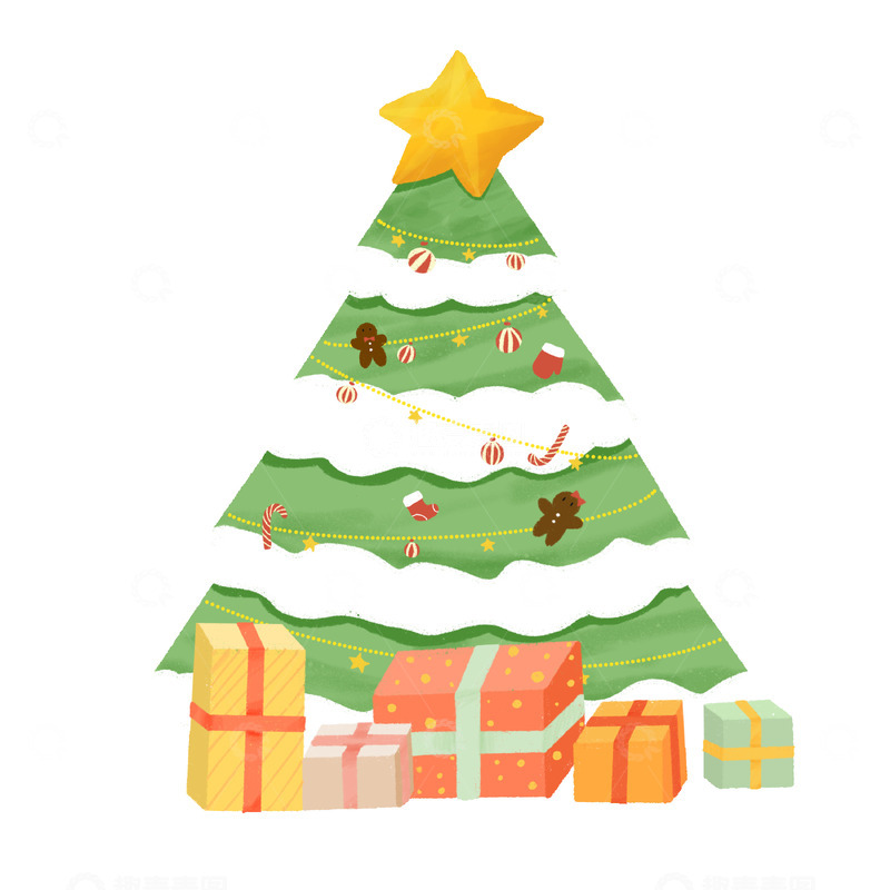 源文件下载【趣麦麦图】圣诞树圣诞节礼物姜饼人