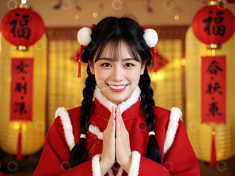 春节人物拜年场景摄影