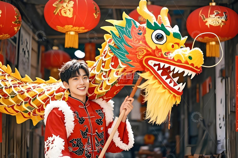 春节舞龙场景摄影图1