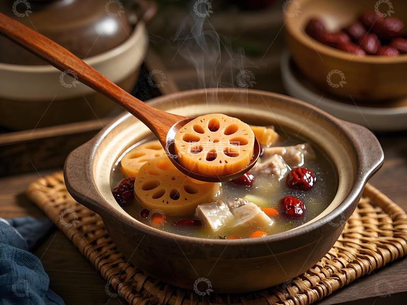 高清大图下载【趣麦麦图】砂锅莲藕排骨汤美食摄影