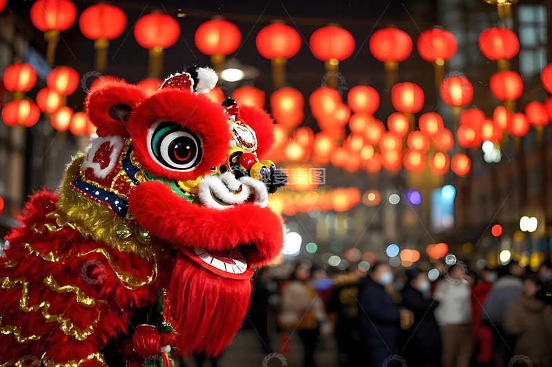 高清大图下载【趣麦麦图】春节庆典醒狮场景摄影图