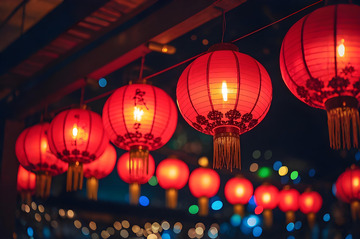 春节街景灯笼装饰摄影图3