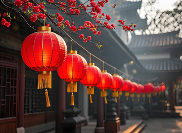 春节街景灯笼装饰摄影图2