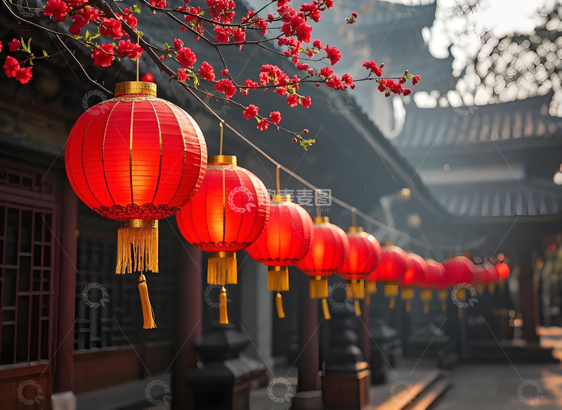 春节街景灯笼装饰摄影图2