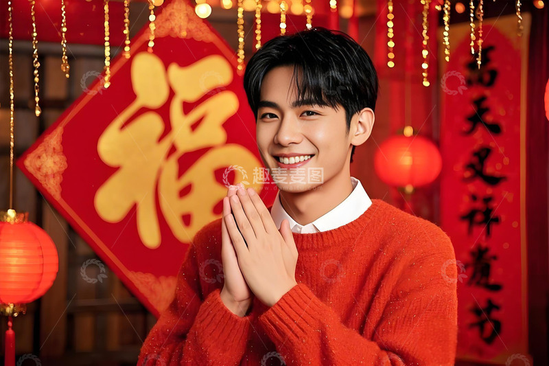 高清大图下载【趣麦麦图】春节人物拜年场景摄影图