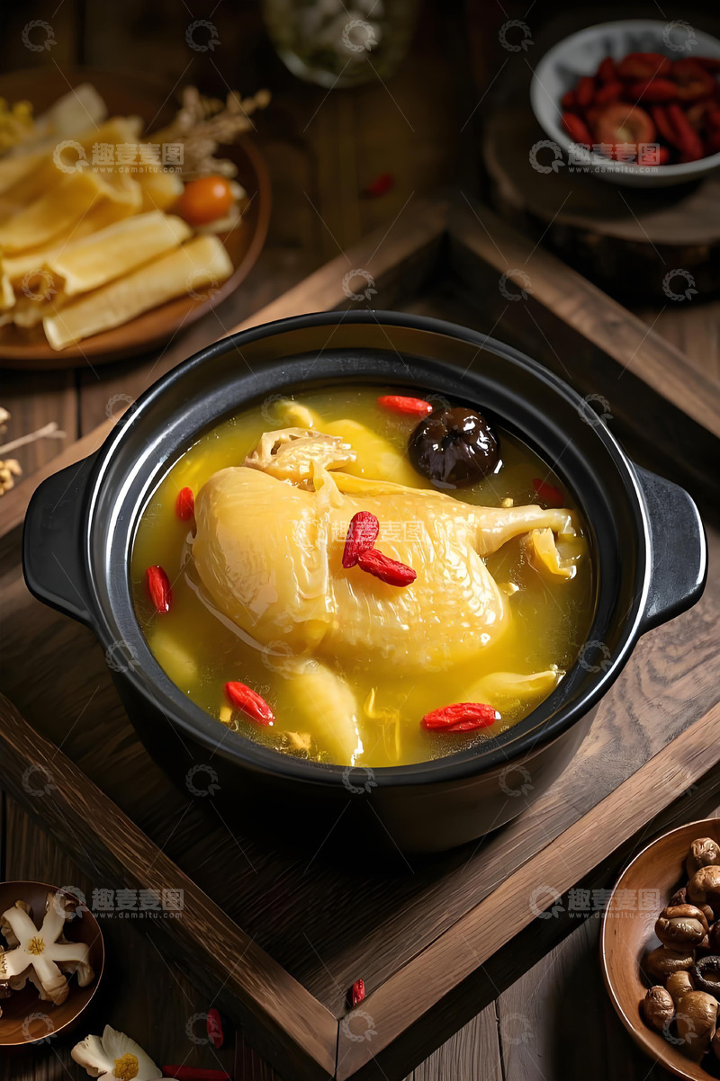 高清大图下载【趣麦麦图】滋补炖品花胶鸡摄影图1