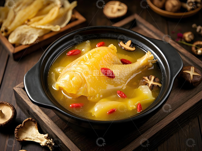 高清大图下载【趣麦麦图】滋补炖品花胶鸡摄影图