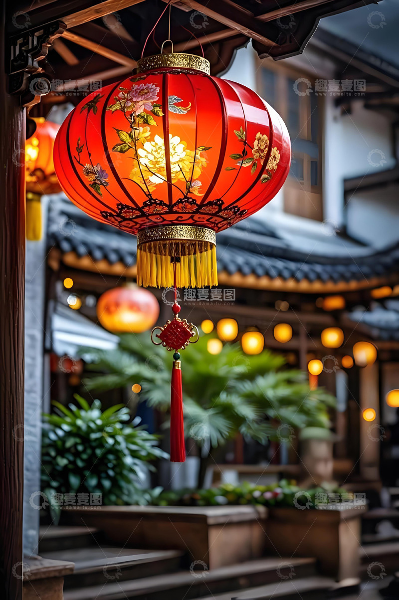 春节街景灯笼装饰摄影图4