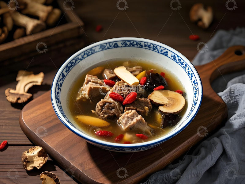 松茸排骨汤美食摄影