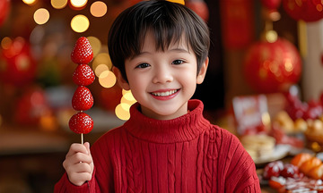 春节人物儿童手拿糖葫芦摄影图1