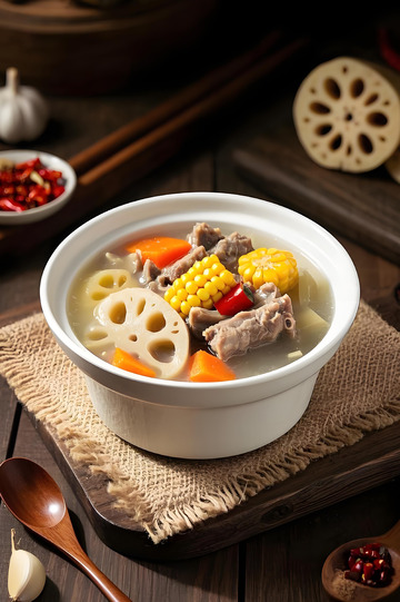 莲藕排骨汤美食摄影图1