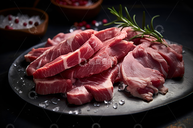 高清大图下载【趣麦麦图】一盘新鲜的生牛肉块