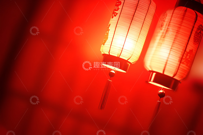 高清大图下载【趣麦麦图】红色喜庆的复古灯笼