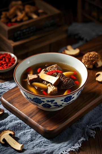 松茸排骨汤美食摄影1