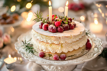 水果奶油蛋糕美食