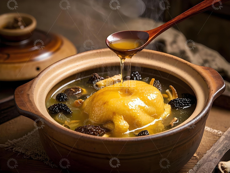 高清大图下载【趣麦麦图】松茸羊肚菌老母鸡汤摄影图