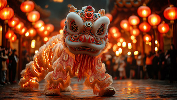 春节庙会庆典醒狮摄影图1