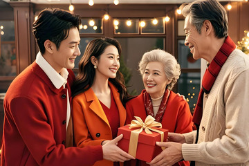 春节人物拜年场景摄影图2