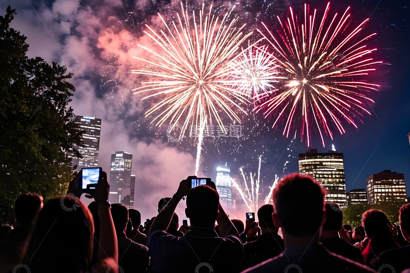 春节烟花场景摄影图1