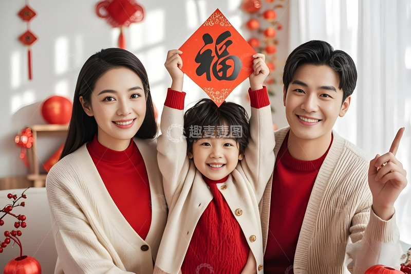 高清大图下载【趣麦麦图】-春节人物手拿福字摄影图