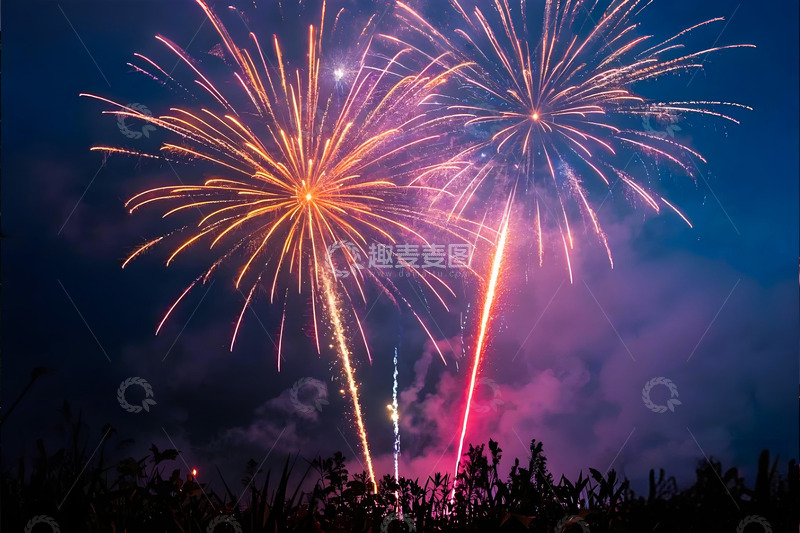 高清大图下载【趣麦麦图】春节烟花场景摄影图