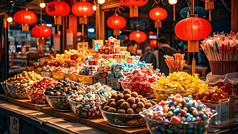 春节年货商铺场景摄影图