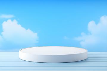 天蓝色电商圆台背景