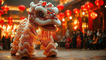 春节庙会庆典醒狮摄影图