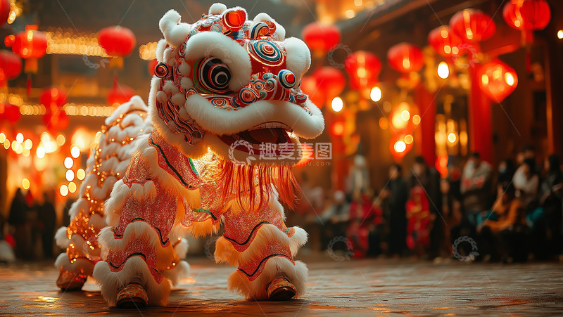 春节庙会庆典醒狮摄影图