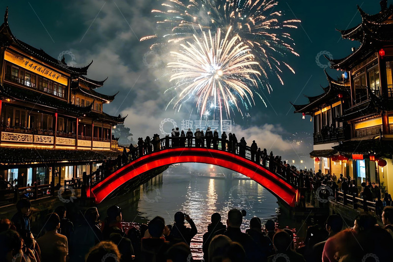 春节烟花场景摄影图2