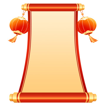 红色展开卷轴边框