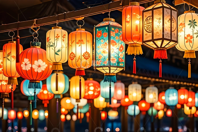 春节灯笼场景摄影图
