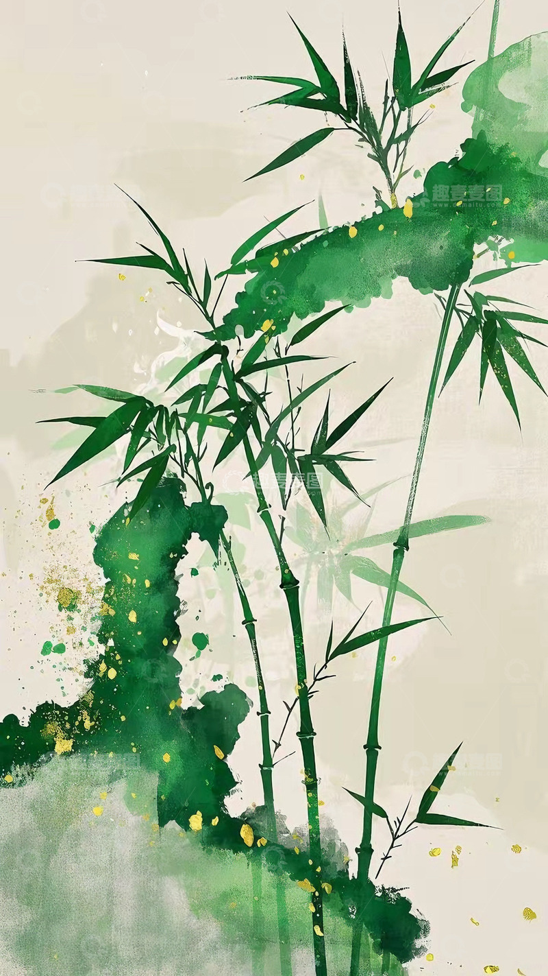 中国风文化水墨山水禅意竹子背景