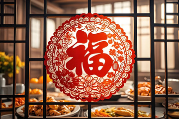 春节窗花家宴摄影图1