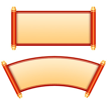 红色卷轴类边框