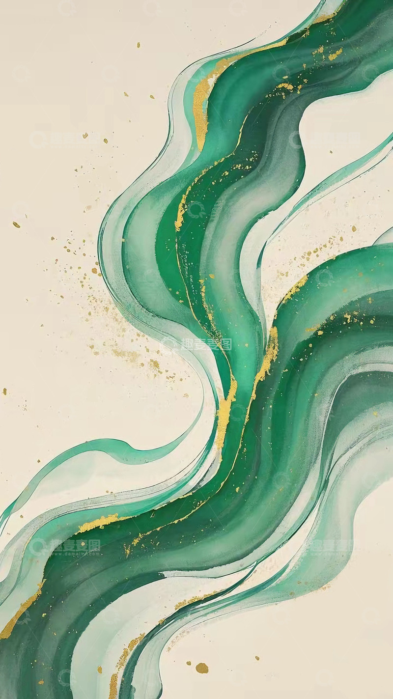 中国风文化水墨流体鎏金禅意背景